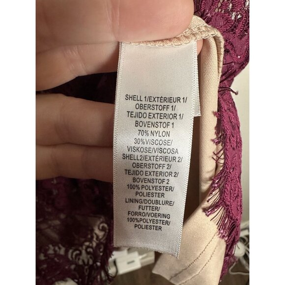 Adrianna Papell Purple Lace Sheer Long Sleeve Sheath Dress Size 18W Party - Picture 6 of 9